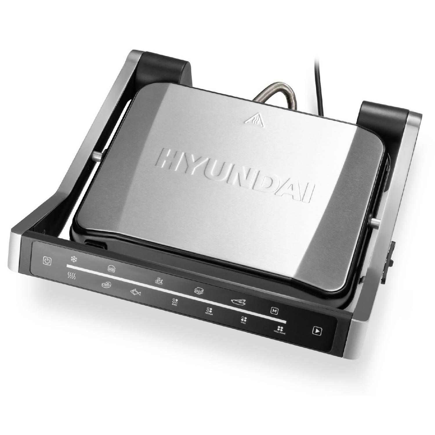Электрогриль Hyundai HYG-3022 2000 Вт серебристый-чёрный