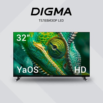 Телевизор LED Digma 32" DM-LED32SBB32 Smart Яндекс.ТВ Frameless Metal черный/черный/HD/60Hz/DVB-T/DV