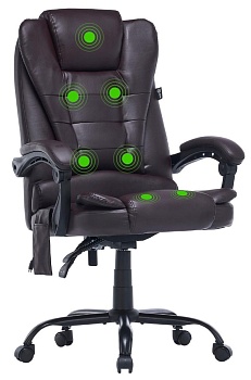 Кресло Cactus с вибромассажем CS-CHR-OC03M-BR темно-коричневый эко.кожа с подголов. крестов.